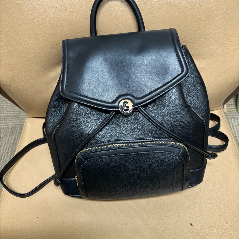 Y2K Preppy Clueless Black Time and Tru Women's Faux Leather DrawstringBackpack